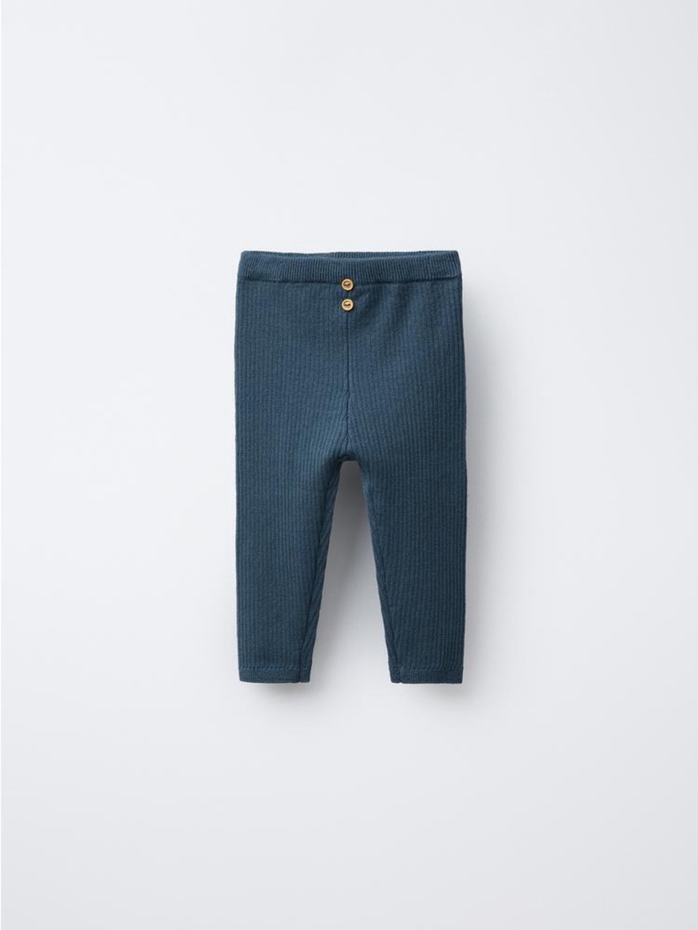ZARA Ribbed Knit Button Leggings - Deep Blue